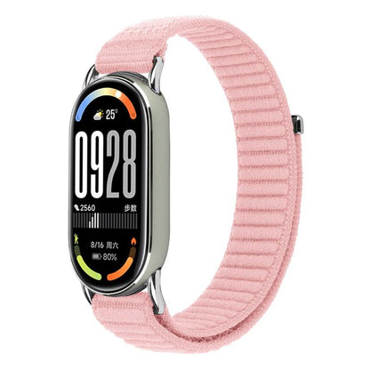 For Xiaomi Smart Band 10 / 9 / 8 xDfind Woven Nylon Hook And Loop Fastener Watch Band(Pearl Pink) - Watch Bands by xDfind | Online Shopping UK | buy2fix