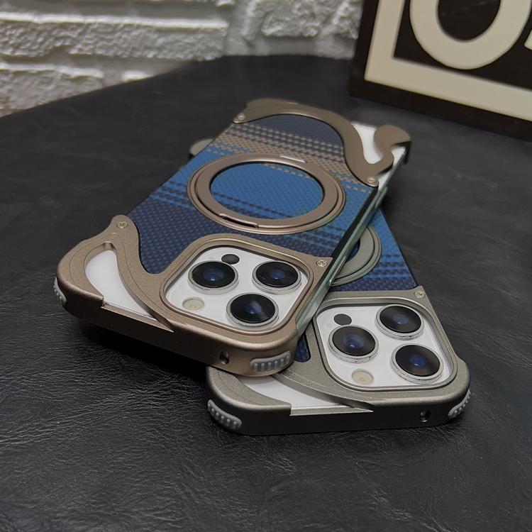 For iPhone 14 Pro Metal Frameless 360 Degree Rotation Holder MagSafe Phone Case(Silver) - iPhone 14 Pro Cases by buy2fix | Online Shopping UK | buy2fix