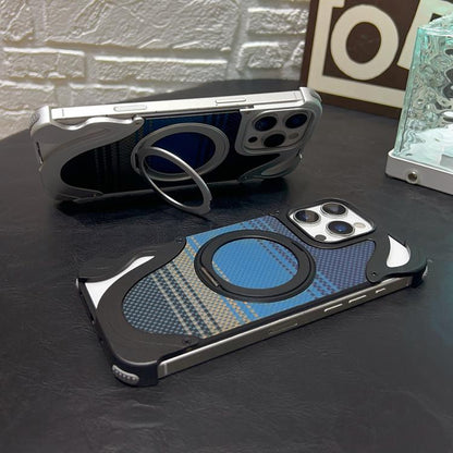 For iPhone 14 Pro Metal Frameless 360 Degree Rotation Holder MagSafe Phone Case(Silver) - iPhone 14 Pro Cases by buy2fix | Online Shopping UK | buy2fix