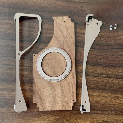 For Samsung Galaxy S25 Ultra 5G Walnut Metal Frameless 360 Degree Rotation Holder MagSafe Phone Case(Silver) - Galaxy S25 Ultra 5G Cases by buy2fix | Online Shopping UK | buy2fix