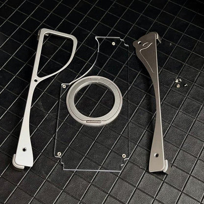 For Samsung Galaxy S23 Ultra 5G Metal Frameless 360 Degree Rotation Holder MagSafe Transparent Phone Case(Black) - Galaxy S23 Ultra 5G Cases by buy2fix | Online Shopping UK | buy2fix