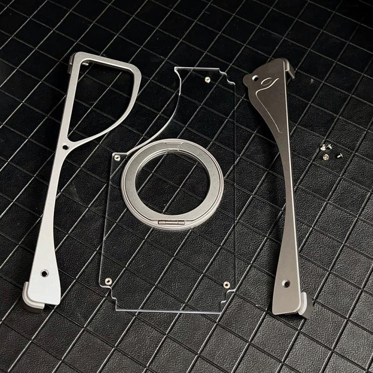 For Samsung Galaxy S25 Ultra 5G Metal Frameless 360 Degree Rotation Holder MagSafe Transparent Phone Case(Silver) - Galaxy S25 Ultra 5G Cases by buy2fix | Online Shopping UK | buy2fix