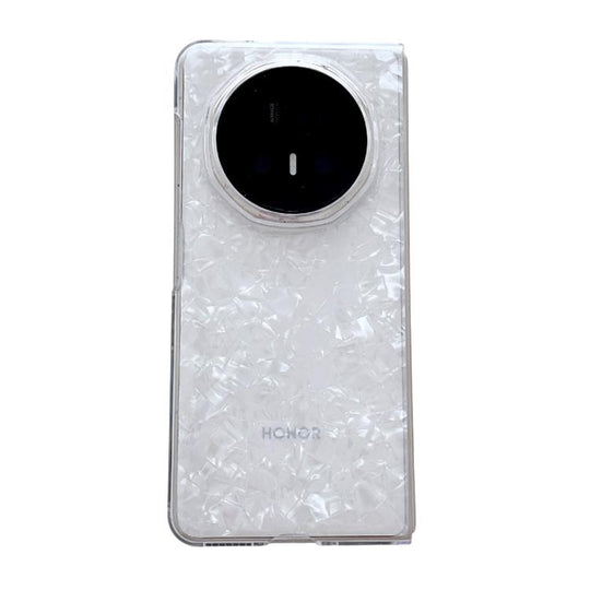 For Honor Magic V5 Pearlescent Shell Texture Phone Case(White)