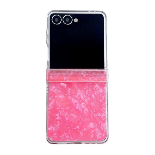 For Galaxy Z Flip8 5G Three-piece Set Pearlescent Shell Texture Phone Case(Red)