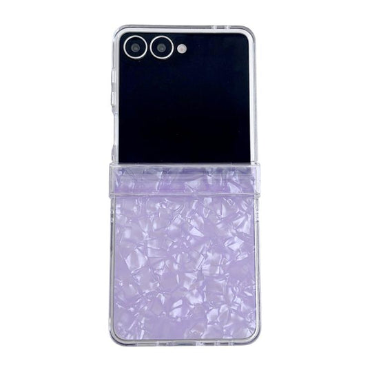 For Galaxy Z Flip8 5G Three-piece Set Pearlescent Shell Texture Phone Case(Purple)