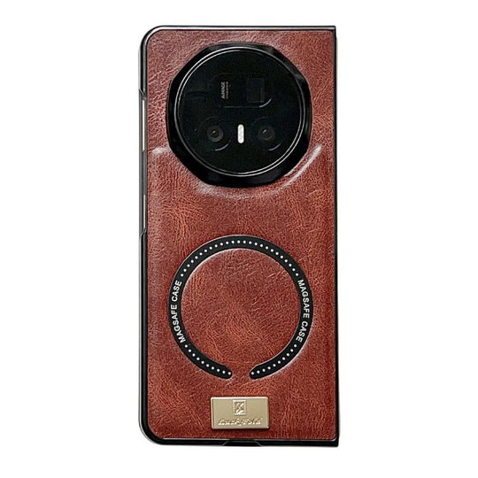 For Honor Magic V5 Crazy Horse Pattern MagSafe Magnetic Phone Case(Coffee)
