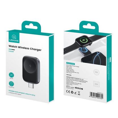 For Apple Watch Series USAMS CD247 USB-C / Type-C Plug Portable Watch Wireless Charger(Desert Gold) - Charger / Holder by USAMS | Online Shopping UK | buy2fix