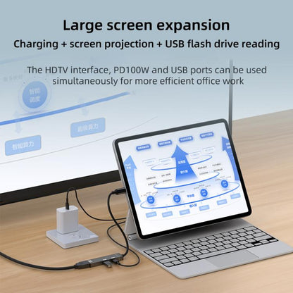 Type-C to Type-C, USB-A, HDMI HUB Docking Station(Grey) - USB HUB by buy2fix | Online Shopping UK | buy2fix