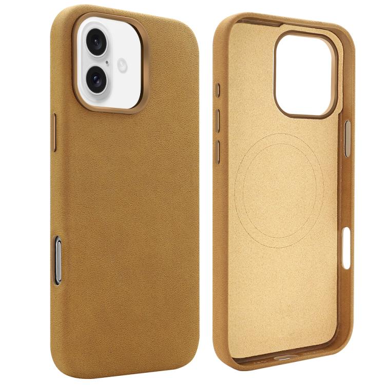 For iPhone 16 VIETAO Suede MagSafe PU Leather Phone Case(Light Brown) - iPhone 16 Cases by VIETAO | Online Shopping UK | buy2fix