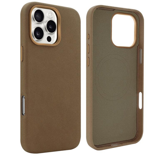 For iPhone 15 Pro Max VIETAO Suede MagSafe PU Leather Phone Case(Dark Brown)