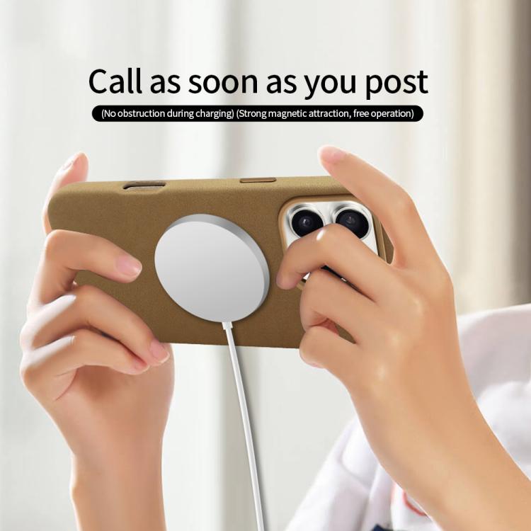 For iPhone 16 Pro VIETAO Suede MagSafe PU Leather Phone Case(Light Brown) - iPhone 16 Pro Cases by VIETAO | Online Shopping UK | buy2fix