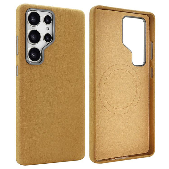 For Samsung Galaxy S24 Ultra 5G VIETAO Suede MagSafe PU Leather Phone Case(Light Brown)