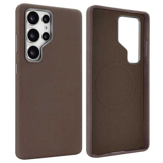 For Samsung Galaxy S24 Ultra 5G VIETAO Suede MagSafe PU Leather Phone Case(Coffee Brown)