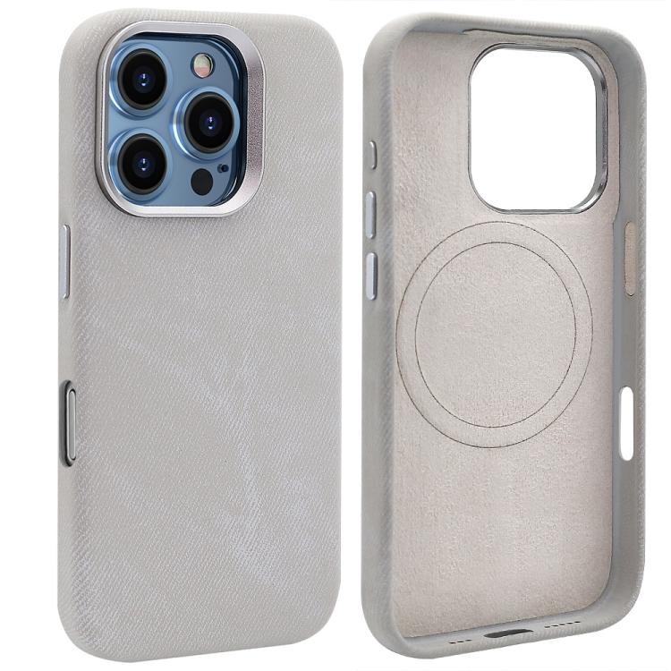 For iPhone 16 Pro Max VIETAO Retro Denim Texture PU Leather MagSafe Phone Case(Silver Grey) - iPhone 16 Pro Max Cases by VIETAO | Online Shopping UK | buy2fix