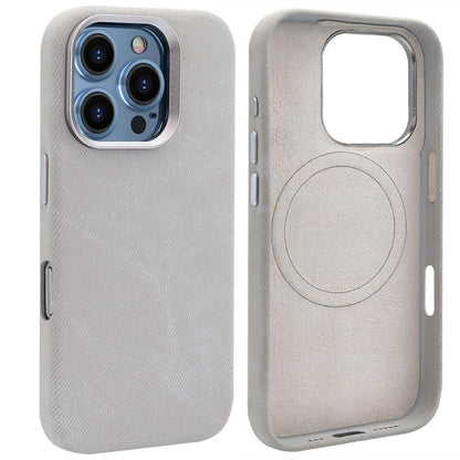 For iPhone 16 Pro Max VIETAO Retro Denim Texture PU Leather MagSafe Phone Case(Silver Grey) - iPhone 16 Pro Max Cases by VIETAO | Online Shopping UK | buy2fix