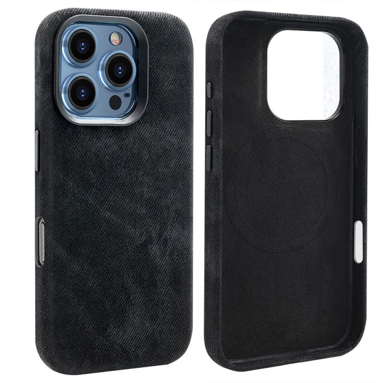 For iPhone 16 Pro Max VIETAO Retro Denim Texture PU Leather MagSafe Phone Case(Black) - iPhone 16 Pro Max Cases by VIETAO | Online Shopping UK | buy2fix