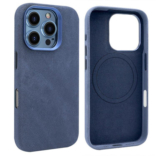 For iPhone 16 Pro VIETAO Retro Denim Texture PU Leather MagSafe Phone Case(Dark Blue) - iPhone 16 Pro Cases by VIETAO | Online Shopping UK | buy2fix