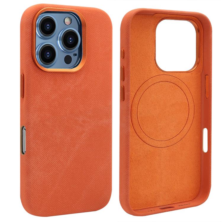 For iPhone 16 Pro VIETAO Retro Denim Texture PU Leather MagSafe Phone Case(Orange) - iPhone 16 Pro Cases by VIETAO | Online Shopping UK | buy2fix