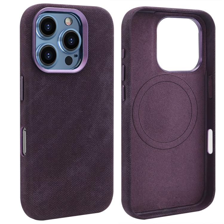 For iPhone 16 Pro VIETAO Retro Denim Texture PU Leather MagSafe Phone Case(Dark Purple) - iPhone 16 Pro Cases by VIETAO | Online Shopping UK | buy2fix