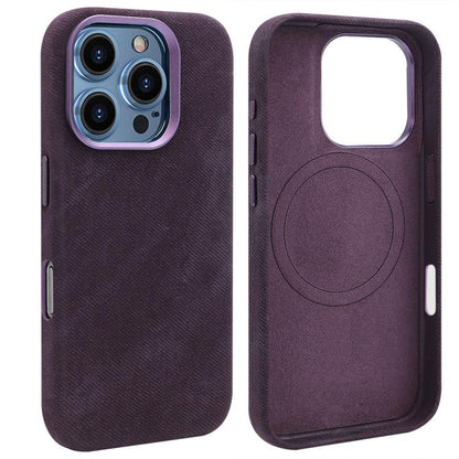 For iPhone 16 Pro VIETAO Retro Denim Texture PU Leather MagSafe Phone Case(Dark Purple) - iPhone 16 Pro Cases by VIETAO | Online Shopping UK | buy2fix