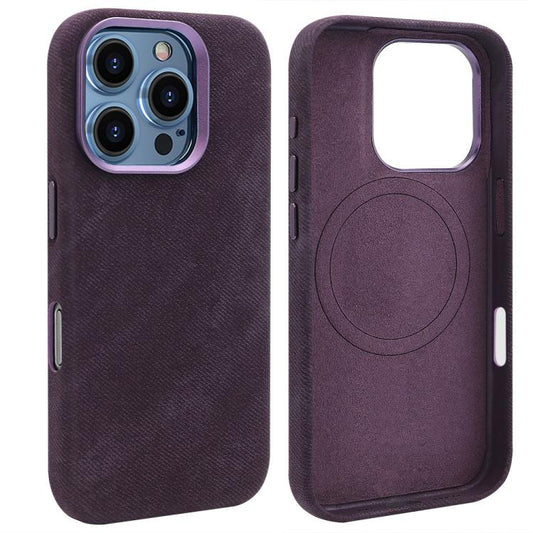 For iPhone 16 Pro VIETAO Retro Denim Texture PU Leather MagSafe Phone Case(Dark Purple) - iPhone 16 Pro Cases by VIETAO | Online Shopping UK | buy2fix