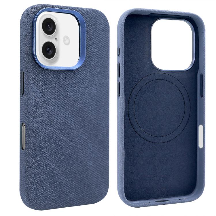 For iPhone 16 VIETAO Retro Denim Texture PU Leather MagSafe Phone Case(Dark Blue) - iPhone 16 Cases by VIETAO | Online Shopping UK | buy2fix