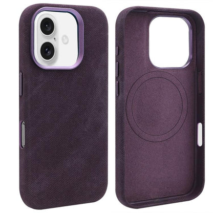 For iPhone 16 VIETAO Retro Denim Texture PU Leather MagSafe Phone Case(Dark Purple) - iPhone 16 Cases by VIETAO | Online Shopping UK | buy2fix