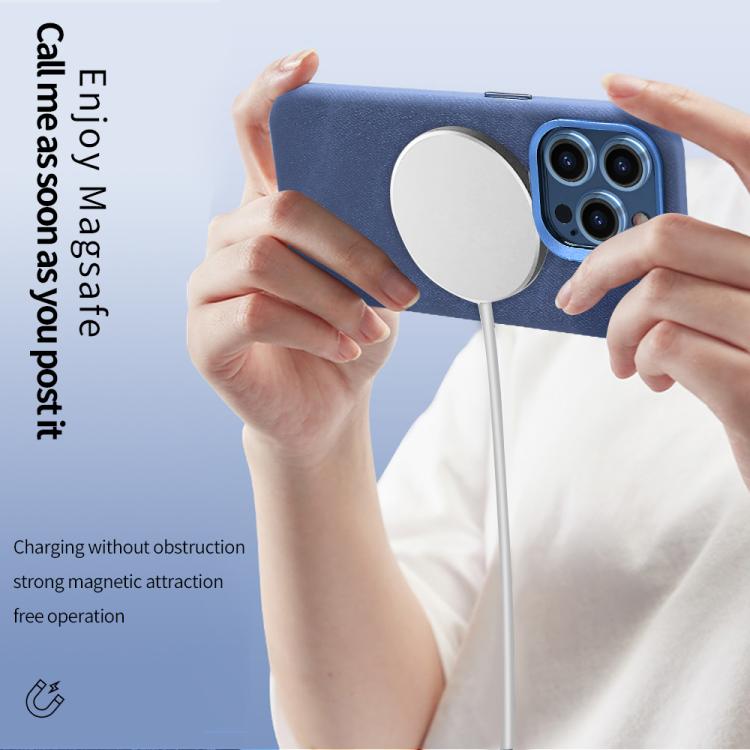 For iPhone 16 Pro VIETAO Retro Denim Texture PU Leather MagSafe Phone Case(Dark Blue) - iPhone 16 Pro Cases by VIETAO | Online Shopping UK | buy2fix