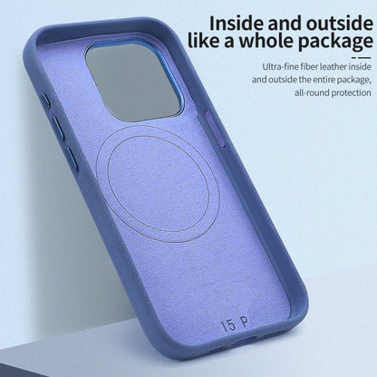 For iPhone 16 Pro VIETAO Retro Denim Texture PU Leather MagSafe Phone Case(Silver Grey) - iPhone 16 Pro Cases by VIETAO | Online Shopping UK | buy2fix