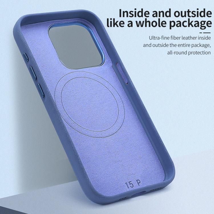 For iPhone 16 VIETAO Retro Denim Texture PU Leather MagSafe Phone Case(Silver Grey) - iPhone 16 Cases by VIETAO | Online Shopping UK | buy2fix