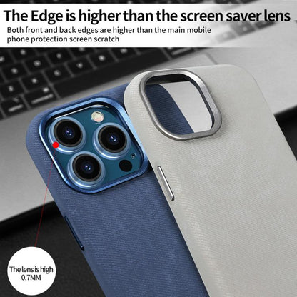 For iPhone 16 VIETAO Retro Denim Texture PU Leather MagSafe Phone Case(Dark Blue) - iPhone 16 Cases by VIETAO | Online Shopping UK | buy2fix