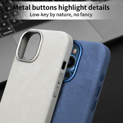 For iPhone 16 Pro Max VIETAO Retro Denim Texture PU Leather MagSafe Phone Case(Orange) - iPhone 16 Pro Max Cases by VIETAO | Online Shopping UK | buy2fix