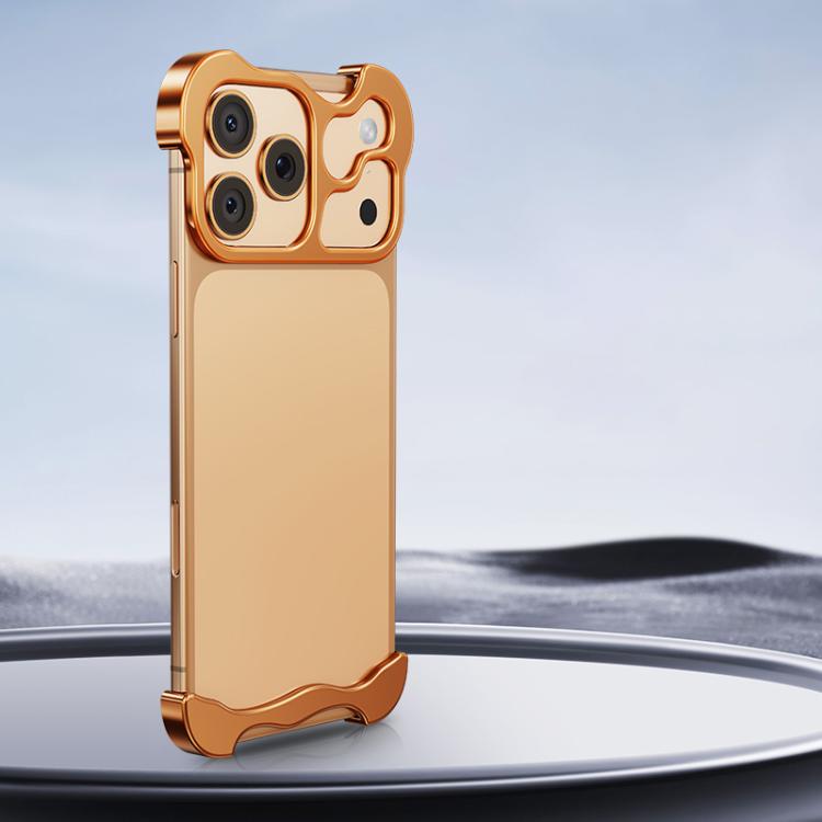 For iPhone 17 Pro Max Frameless Metal Corner Pad Phone Case with Lens Film(Gold) - iPhone 17 Pro Max Cases by buy2fix | Online Shopping UK | buy2fix