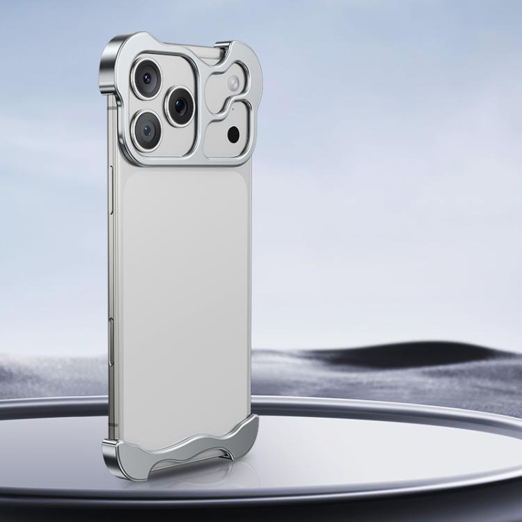 For iPhone 17 Pro Frameless Metal Corner Pad Phone Case with Lens Film(Silver) - iPhone 17 Pro Cases by buy2fix | Online Shopping UK | buy2fix