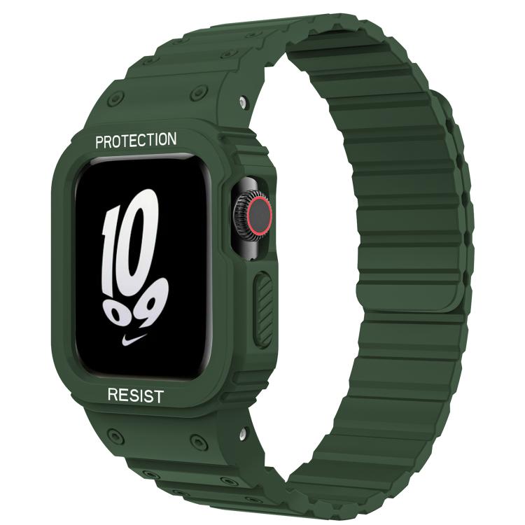 For Apple Watch Series 10 46mm xDfind Magnetic Silicone Watch Band with Integrated Watch Cover(Green) - Watch Cases by xDfind | Online Shopping UK | buy2fix
