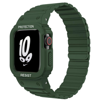 For Apple Watch Series 10 46mm xDfind Magnetic Silicone Watch Band with Integrated Watch Cover(Green) - Watch Cases by xDfind | Online Shopping UK | buy2fix