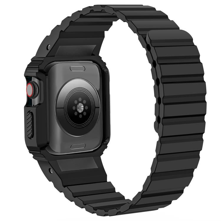 For Apple Watch Series 10 42mm xDfind Magnetic Silicone Watch Band with Integrated Watch Cover(Black) - Watch Cases by xDfind | Online Shopping UK | buy2fix