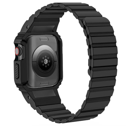 For Apple Watch Series 10 42mm xDfind Magnetic Silicone Watch Band with Integrated Watch Cover(Black) - Watch Cases by xDfind | Online Shopping UK | buy2fix