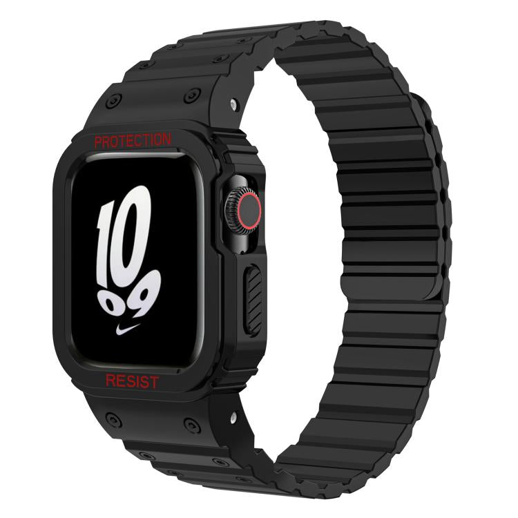 For Apple Watch Series 10 42mm xDfind Magnetic Silicone Watch Band with Integrated Watch Cover(Black) - Watch Cases by xDfind | Online Shopping UK | buy2fix