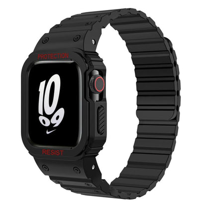 For Apple Watch Series 10 42mm xDfind Magnetic Silicone Watch Band with Integrated Watch Cover(Black) - Watch Cases by xDfind | Online Shopping UK | buy2fix