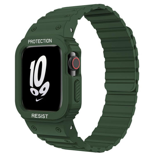 For Apple Watch Series 10 42mm xDfind Magnetic Silicone Watch Band with Integrated Watch Cover(Green) - Watch Cases by xDfind | Online Shopping UK | buy2fix