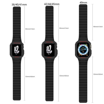 For Apple Watch Series 10 42mm xDfind Magnetic Silicone Watch Band with Integrated Watch Cover(Blue) - Watch Cases by xDfind | Online Shopping UK | buy2fix