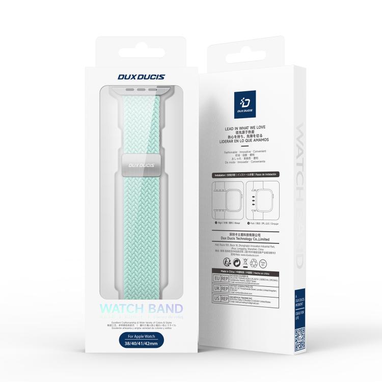 For Apple Watch 38 / 40 / 41 / S10 42mm DUX DUCIS Mixture Ultra Series Magnetic Buckle Nylon Braided Strap(Mint Green) - Watch Bands by DUX DUCIS | Online Shopping UK | buy2fix