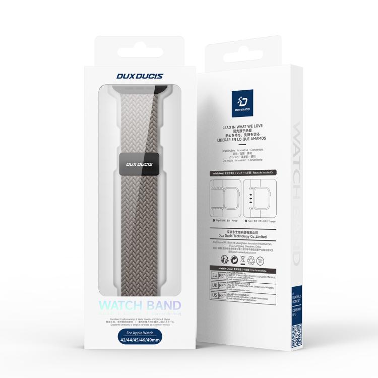 For Apple Watch 42 / 44 / 45 / 46 / 49mm DUX DUCIS Mixture Ultra Series Magnetic Buckle Nylon Braided Strap(Clay) - Watch Bands by DUX DUCIS | Online Shopping UK | buy2fix