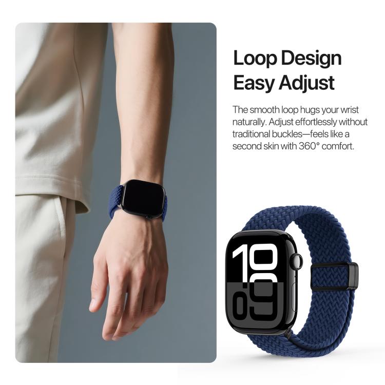 For Apple Watch 42 / 44 / 45 / 46 / 49mm DUX DUCIS Mixture Ultra Series Magnetic Buckle Nylon Braided Strap(Deep Blue) - Watch Bands by DUX DUCIS | Online Shopping UK | buy2fix