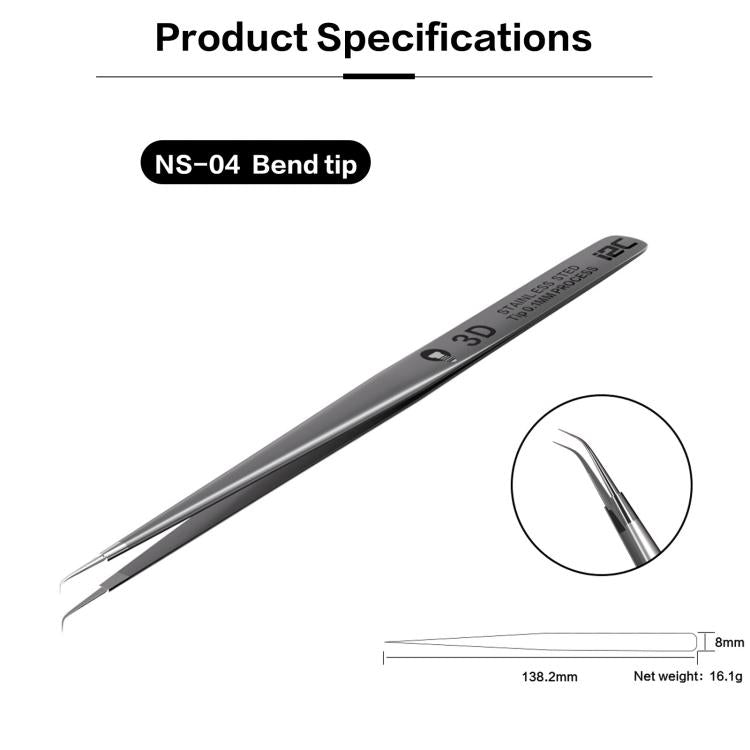 i2C NS Series Super Alloy High Precision Stainless Steel Super Hard Extra Tip Flying Wire Tweezers, Model:NS-04 Bend Tip - Tweezers by i2C | Online Shopping UK | buy2fix
