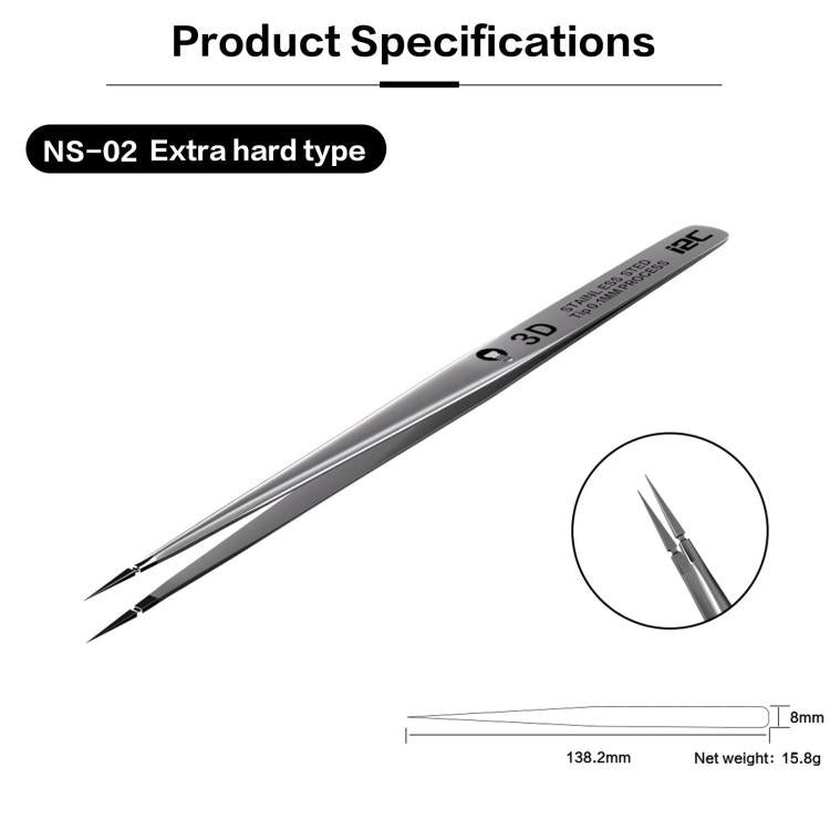 i2C NS Series Super Alloy High Precision Stainless Steel Super Hard Extra Tip Flying Wire Tweezers, Model:NS-02 Extra Hard Type - Tweezers by i2C | Online Shopping UK | buy2fix