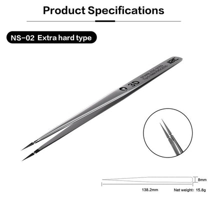 i2C NS Series Super Alloy High Precision Stainless Steel Super Hard Extra Tip Flying Wire Tweezers, Model:NS-02 Extra Hard Type - Tweezers by i2C | Online Shopping UK | buy2fix