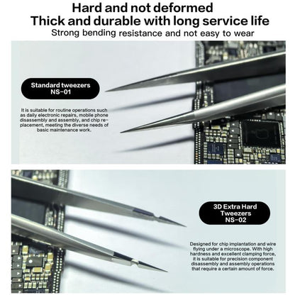 i2C NS Series Super Alloy High Precision Stainless Steel Super Hard Extra Tip Flying Wire Tweezers, Model:NS-04/02/03 Set - Tweezers by i2C | Online Shopping UK | buy2fix