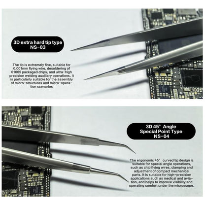 i2C NS Series Super Alloy High Precision Stainless Steel Super Hard Extra Tip Flying Wire Tweezers, Model:NS-04/02/03 Set - Tweezers by i2C | Online Shopping UK | buy2fix